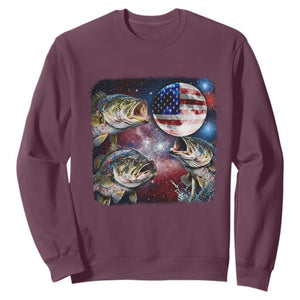 Patriotic Bass Fishing Moon Sweatshirt 4th Of July Fisherman Gift TS12 Maroon Print Your Wear
