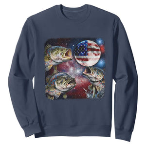 Patriotic Bass Fishing Moon Sweatshirt 4th Of July Fisherman Gift TS12 Navy Print Your Wear