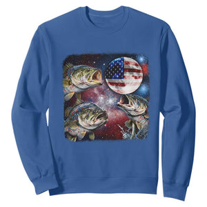 Patriotic Bass Fishing Moon Sweatshirt 4th Of July Fisherman Gift TS12 Royal Blue Print Your Wear