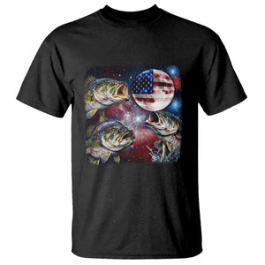 Patriotic Bass Fishing Moon T Shirt 4th Of July Fisherman Gift TS12 Black Print Your Wear