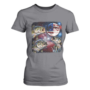 Patriotic Bass Fishing Moon T Shirt For Women 4th Of July Fisherman Gift TS12 Charcoal Print Your Wear