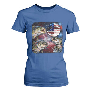 Patriotic Bass Fishing Moon T Shirt For Women 4th Of July Fisherman Gift TS12 Royal Blue Print Your Wear