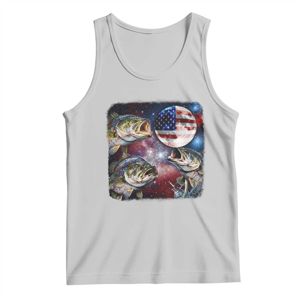 Patriotic Bass Fishing Moon Tank Top 4th Of July Fisherman Gift TS12 Ash Print Your Wear