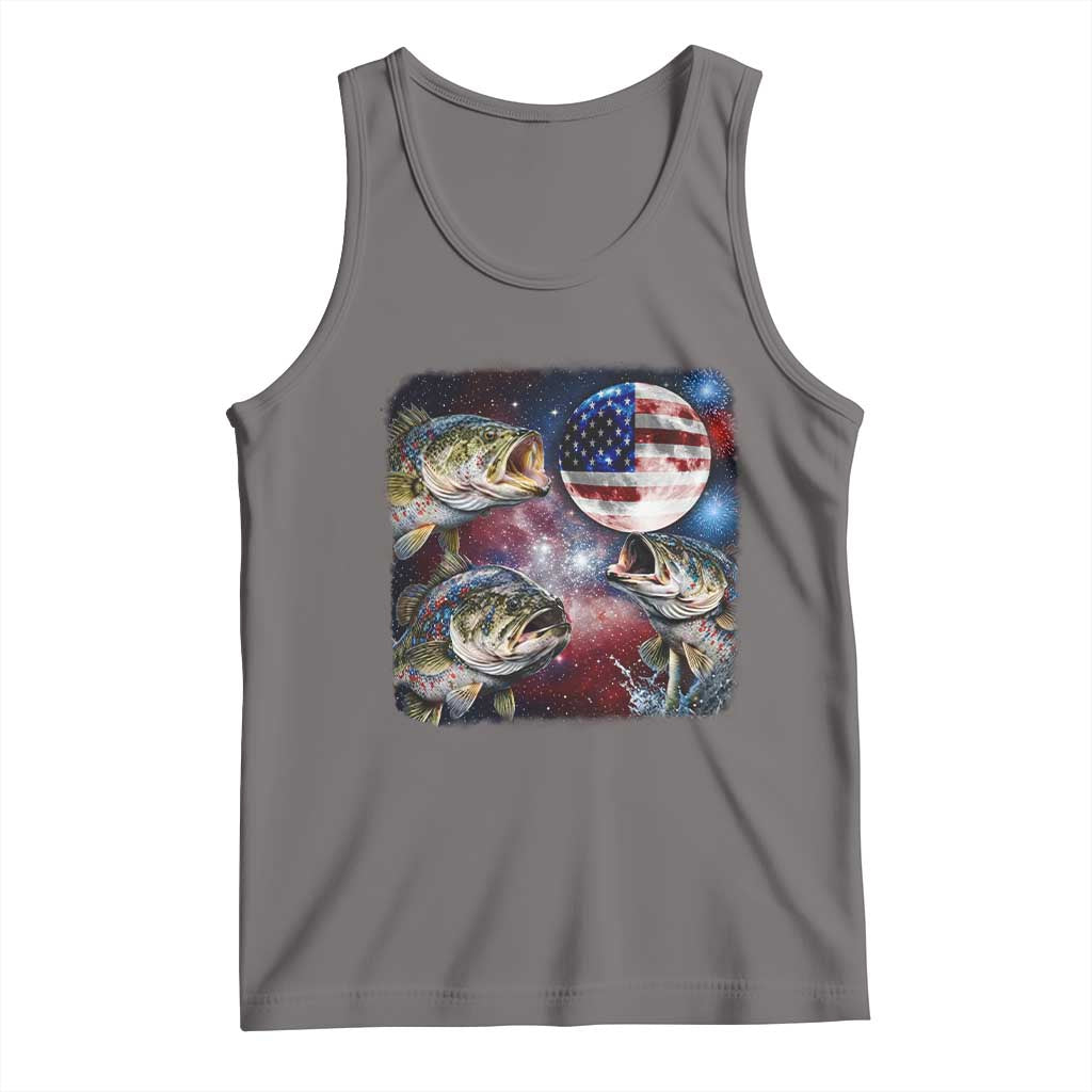 Patriotic Bass Fishing Moon Tank Top 4th Of July Fisherman Gift TS12 Deep Heather Print Your Wear