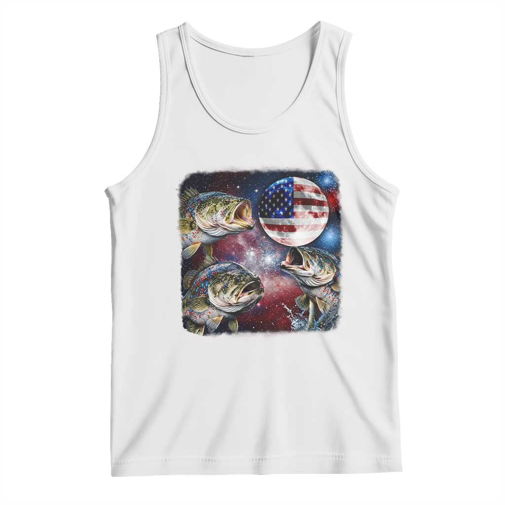 Patriotic Bass Fishing Moon Tank Top 4th Of July Fisherman Gift TS12 White Print Your Wear