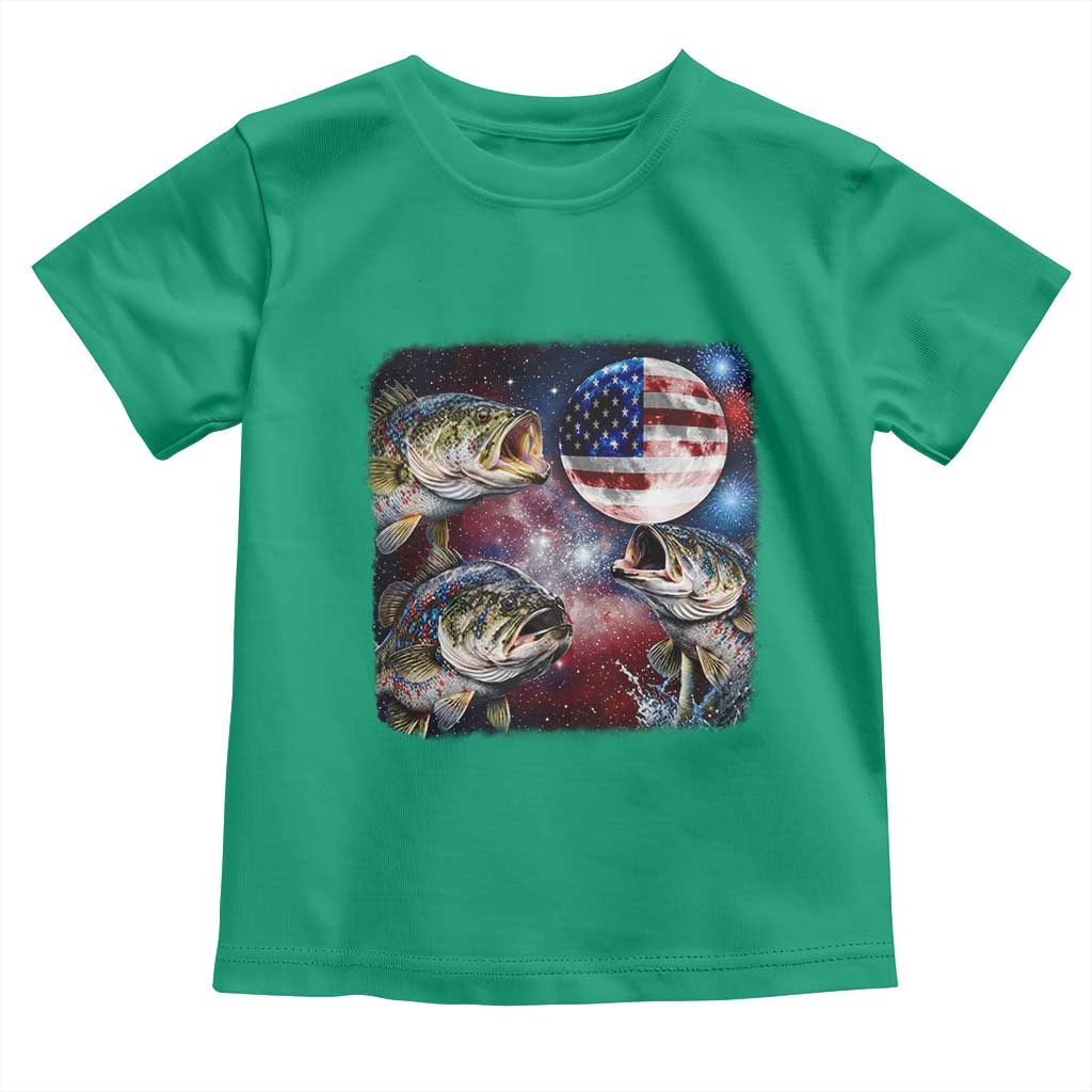 Patriotic Bass Fishing Moon Toddler T Shirt 4th Of July Fisherman Gift TS12 Irish Green Print Your Wear