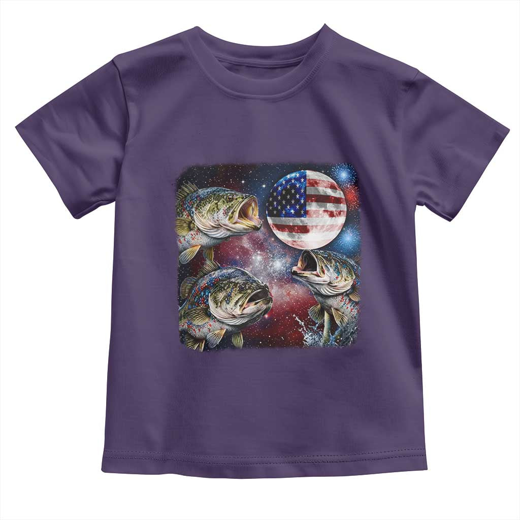 Patriotic Bass Fishing Moon Toddler T Shirt 4th Of July Fisherman Gift TS12 Purple Print Your Wear