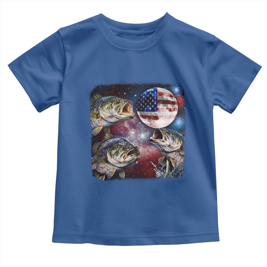 Patriotic Bass Fishing Moon Toddler T Shirt 4th Of July Fisherman Gift TS12 Royal Blue Print Your Wear
