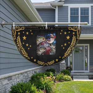 Red White And Blue Bass Fishing Moon Patriotic Fan Flag 4th Of July Fisherman Gift