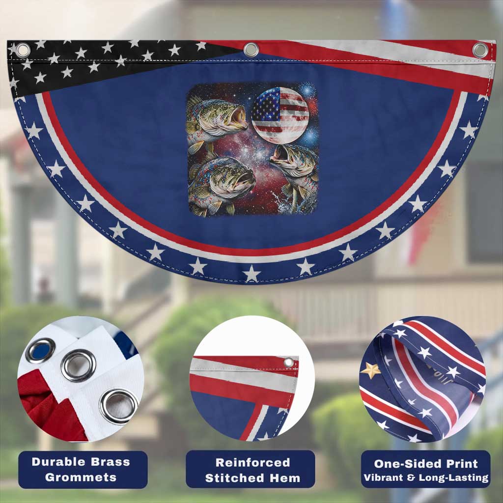 Red White And Blue Bass Fishing Moon Patriotic Fan Flag 4th Of July Fisherman Gift