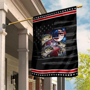 Red White And Blue Bass Fishing Moon Patriotic Garden Flag 4th Of July Fisherman Gift TS12 Distressed Black Red Print Your Wear