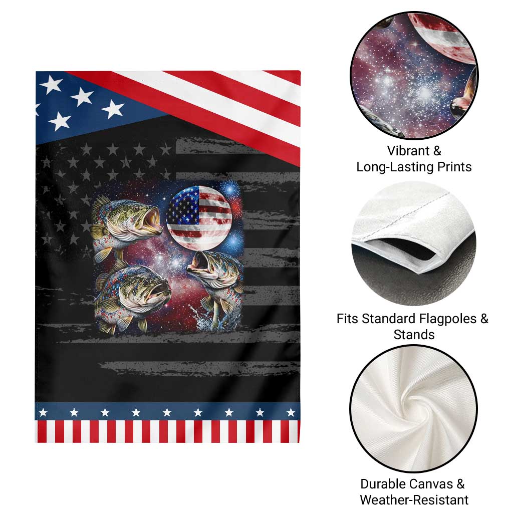 Red White And Blue Bass Fishing Moon Patriotic Garden Flag 4th Of July Fisherman Gift TS12 Print Your Wear
