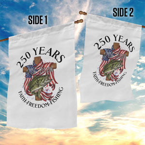 Faith Freedom Fishing Garden Flag 250 Years Of Christian Fish Hunting TS12 Print Your Wear