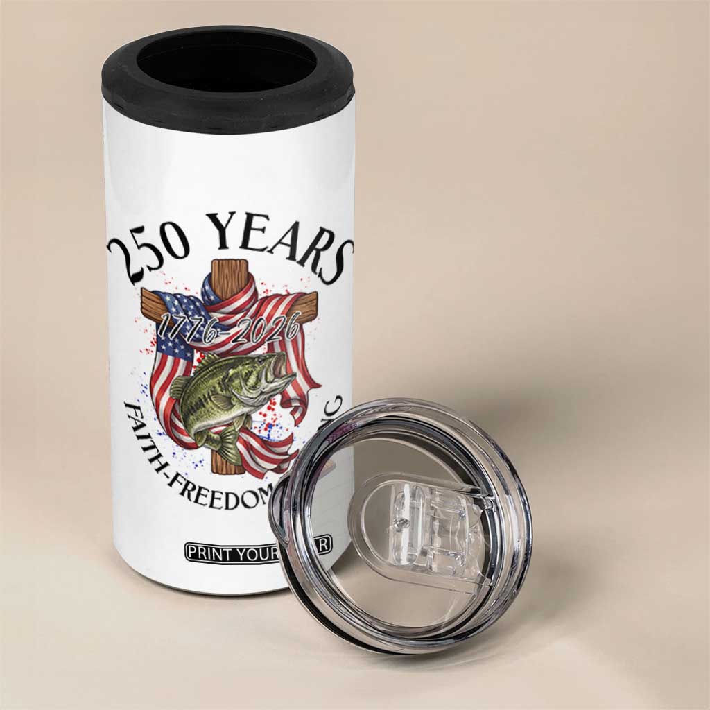 Faith Freedom Fishing 4 in 1 Can Cooler Tumbler 250 Years Of Christian Fish Hunting TS12 Print Your Wear