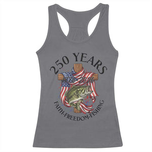 Faith Freedom Fishing Racerback Tank Top 250 Years Of Christian Fish Hunting TS12 Charcoal Print Your Wear