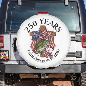 Faith Freedom Fishing Spare Tire Cover 250 Years Of Christian Fish Hunting TS12 No hole White Print Your Wear