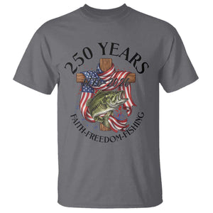 Faith Freedom Fishing T Shirt 250 Years Of Christian Fish Hunting TS12 Charcoal Print Your Wear