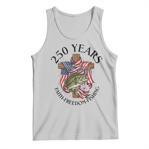 Faith Freedom Fishing Tank Top 250 Years Of Christian Fish Hunting TS12 Ash Print Your Wear