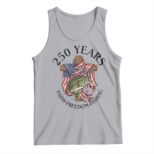 Faith Freedom Fishing Tank Top 250 Years Of Christian Fish Hunting TS12 Athletic Heather Print Your Wear