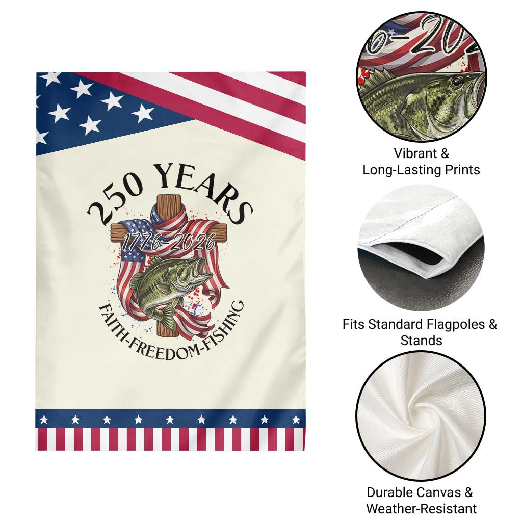 Faith Freedom Fishing Patriotic Garden Flag 250 Years Of Christian Fish Hunting TS12 Print Your Wear