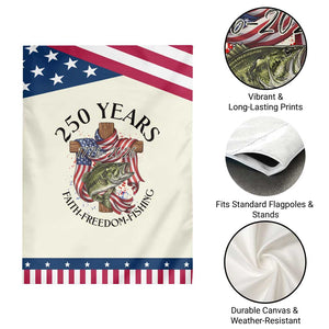 Faith Freedom Fishing Patriotic Garden Flag 250 Years Of Christian Fish Hunting TS12 Print Your Wear
