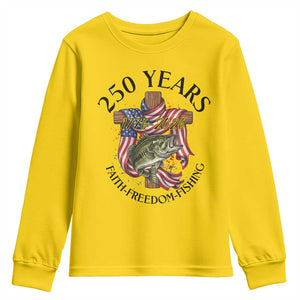 Faith Freedom Fishing Youth Sweatshirt 250 Years Of Christian Fish Hunting TS12 Daisy Print Your Wear