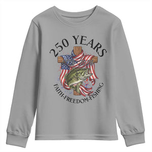 Faith Freedom Fishing Youth Sweatshirt 250 Years Of Christian Fish Hunting TS12 Sport Gray Print Your Wear