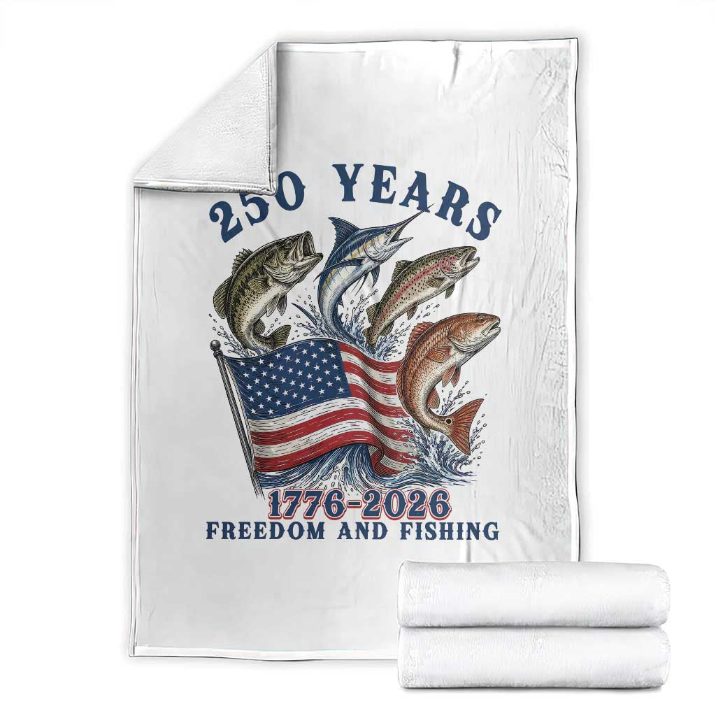 Freedom And Fishing Throw Blanket Patriotic American Flag Fisherman Gift TS12 White Print Your Wear