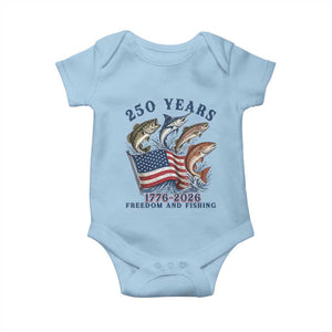 Freedom And Fishing Baby Onesie Patriotic American Flag Fisherman Gift TS12 Light Blue Print Your Wear