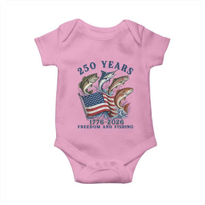 Freedom And Fishing Baby Onesie Patriotic American Flag Fisherman Gift TS12 Light Pink Print Your Wear
