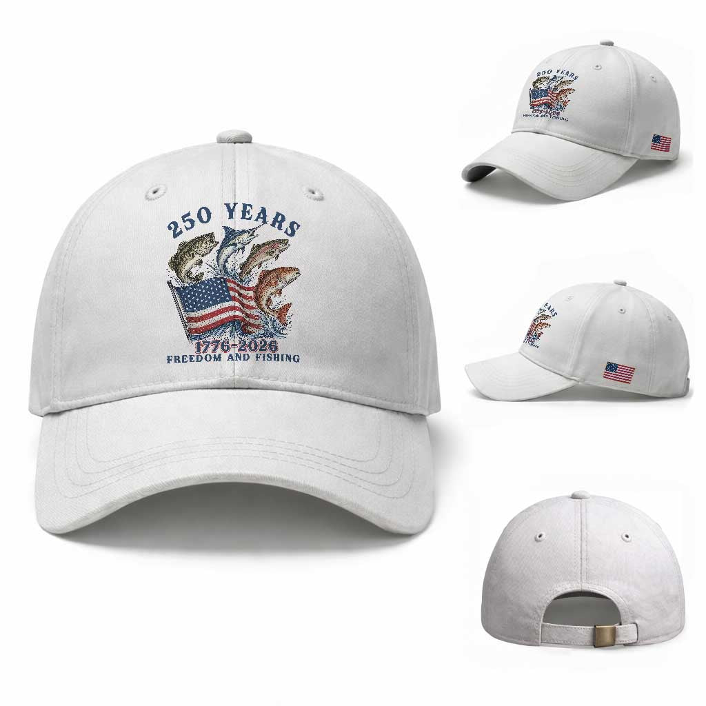 Freedom And Fishing Baseball Cap Patriotic American Flag Fisherman Gift TS12 Baseball Cap Universal Fit White Print Your Wear
