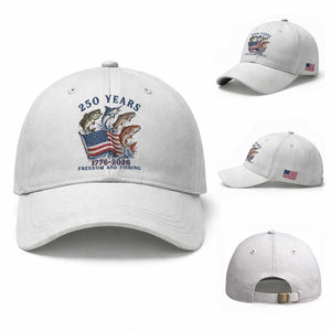 Freedom And Fishing Baseball Cap Patriotic American Flag Fisherman Gift TS12 Baseball Cap Universal Fit White Print Your Wear