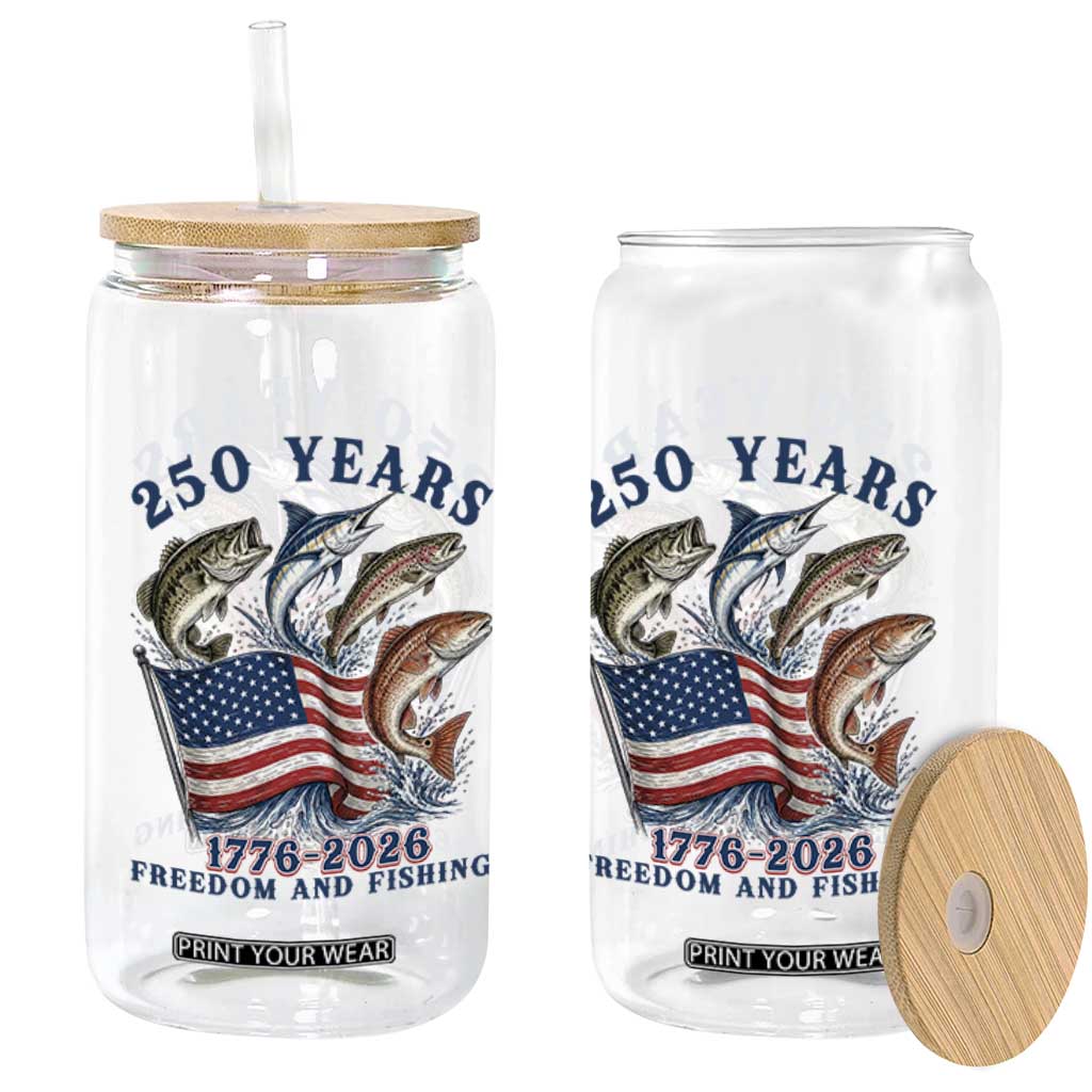 Freedom And Fishing Glass Can Patriotic American Flag Fisherman Gift TS12 Print Your Wear