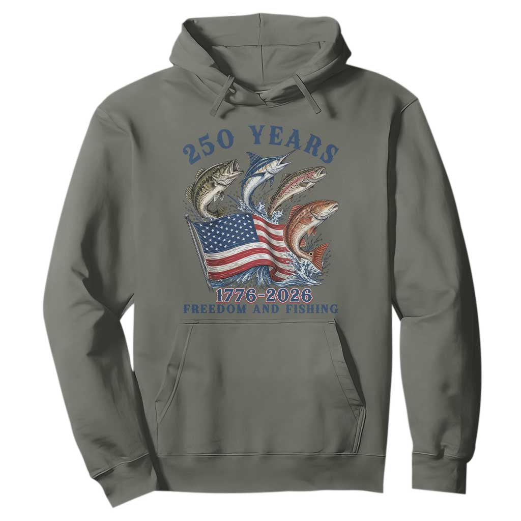 Freedom And Fishing Hoodie Patriotic American Flag Fisherman Gift TS12 Military Green Print Your Wear