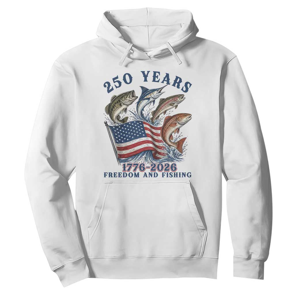 Freedom And Fishing Hoodie Patriotic American Flag Fisherman Gift TS12 White Print Your Wear