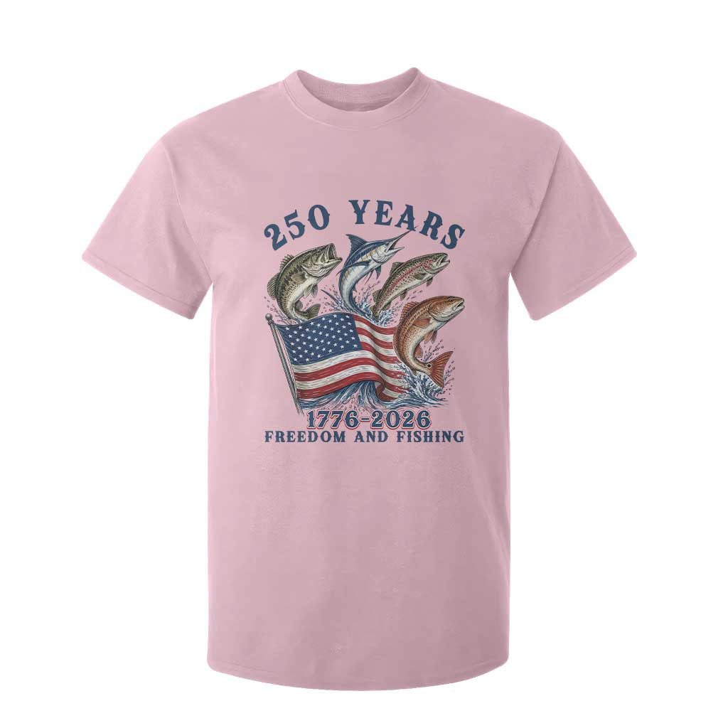 Freedom And Fishing T Shirt For Kid Patriotic American Flag Fisherman Gift TS12 Light Pink Print Your Wear