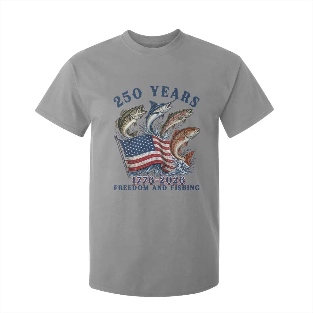 Freedom And Fishing T Shirt For Kid Patriotic American Flag Fisherman Gift TS12 Sport Gray Print Your Wear