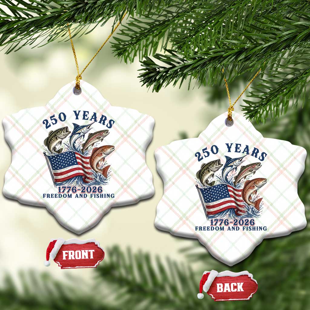 Freedom And Fishing Ceramic Ornament Patriotic American Flag Fisherman Gift TS12 Print Your Wear