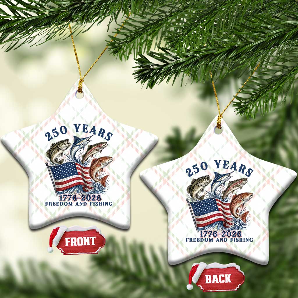 Freedom And Fishing Ceramic Ornament Patriotic American Flag Fisherman Gift TS12 Print Your Wear