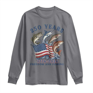 Freedom And Fishing Long Sleeve Shirt Patriotic American Flag Fisherman Gift TS12 Charcoal Print Your Wear