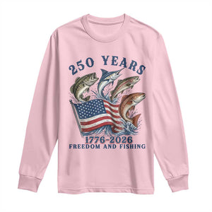 Freedom And Fishing Long Sleeve Shirt Patriotic American Flag Fisherman Gift TS12 Light Pink Print Your Wear