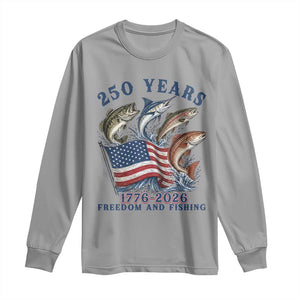 Freedom And Fishing Long Sleeve Shirt Patriotic American Flag Fisherman Gift TS12 Sport Gray Print Your Wear