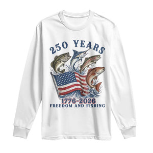 Freedom And Fishing Long Sleeve Shirt Patriotic American Flag Fisherman Gift TS12 White Print Your Wear
