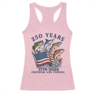 Freedom And Fishing Racerback Tank Top Patriotic American Flag Fisherman Gift TS12 Light Pink Print Your Wear
