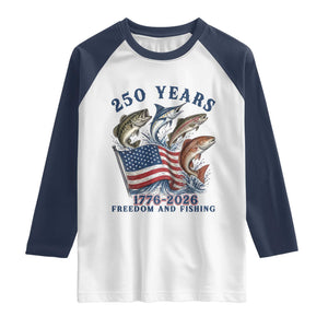Freedom And Fishing Raglan Shirt Patriotic American Flag Fisherman Gift TS12 White Navy Print Your Wear
