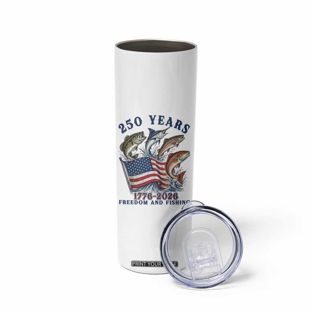 Freedom And Fishing Skinny Tumbler Patriotic American Flag Fisherman Gift TS12 Print Your Wear