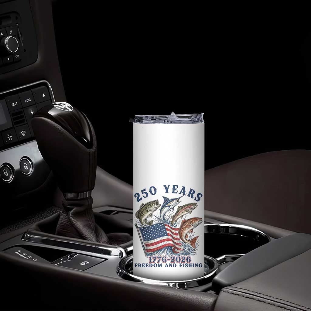 Freedom And Fishing Skinny Tumbler Patriotic American Flag Fisherman Gift TS12 Print Your Wear