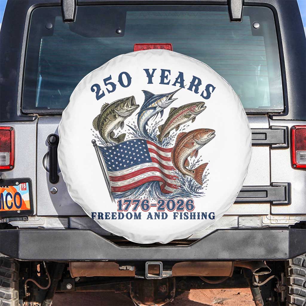 Freedom And Fishing Spare Tire Cover Patriotic American Flag Fisherman Gift TS12 No hole White Print Your Wear
