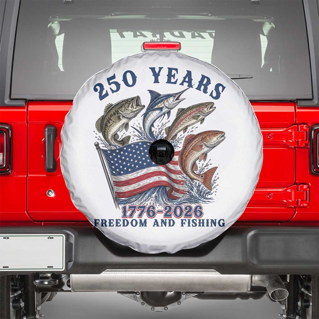 Freedom And Fishing Spare Tire Cover Patriotic American Flag Fisherman Gift TS12 White Print Your Wear