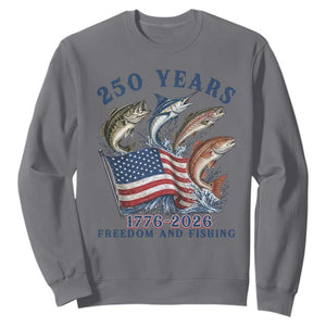 Freedom And Fishing Sweatshirt Patriotic American Flag Fisherman Gift TS12 Charcoal Print Your Wear